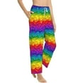 thumbnail image 3 of Cauagu Bright Rainbow Pajama Pants for Women Loose Fit Wide Leg Trouser Pants Casual Elastic Waist Drawstring Lounge Pants, 3 of 6
