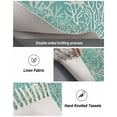 thumbnail image 5 of Teal Coral Coastal Large Area Rug 4x6ft Woven Runner Rug,Ocean Nautical Seaside Beach Washable Living Room Bedroom Kitchen Bathroom Classroom Carpet with Tassels,Indoor Outdoor Throw Door Mat, 5 of 5