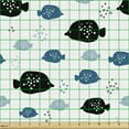 thumbnail image 2 of Ambesonne Nautical Fabric by the Yard Upholstery, Fishes Underwater Pattern, 2 Yards, White and Night Blue, 2 of 5