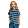 thumbnail image 6 of TEAJOPSUU Kids Boys' Girls' Striped T Shirts Loose Fit Ringer Tee Short Sleeve Pullover Tops Crew Neck Color Blocked Summer Tops Fashion Clothes C-Blue, 6 of 8