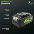 thumbnail image 3 of Greenworks 24 Volt Max Lithium Ion Battery, 4 Amp Rechargeable Power Pack, Black, 3 of 8