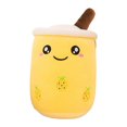thumbnail image 1 of Milk Tea Cup Pillow Soft Cartoon Bubble Tea Cup Shape Smiling Face Color Matching Fully Stuffed Elastic Couch Car Seat Decor Bed Companion Pillow Doll, 1 of 10