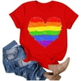 thumbnail image 2 of JIRNDf T-Shirt pour Femmes Hauts Tendance Été Imprimé Floral Col Rond Décontracté Manches Courtes Confortable Élégant Mignon T-Shirts Graphiques pour Femmes Chemises Rouge P, 2 of 4