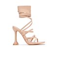 thumbnail image 4 of Cape Robbin Jenni Lace-Up Light Strappy Stiletto Flared Heel Square Open Toe Sandals Nude (6, NUDE), 4 of 4