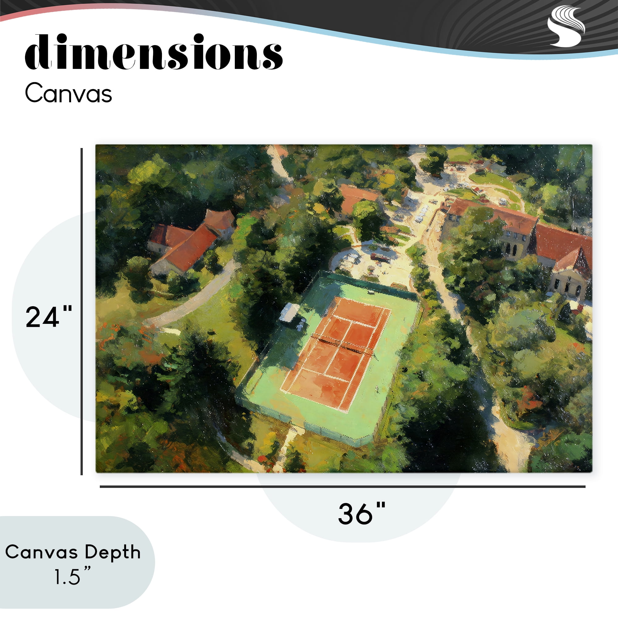 Stupell Industries Aerial Tennis Court Park Canvas Wall Art, design by Petal Prints Design
