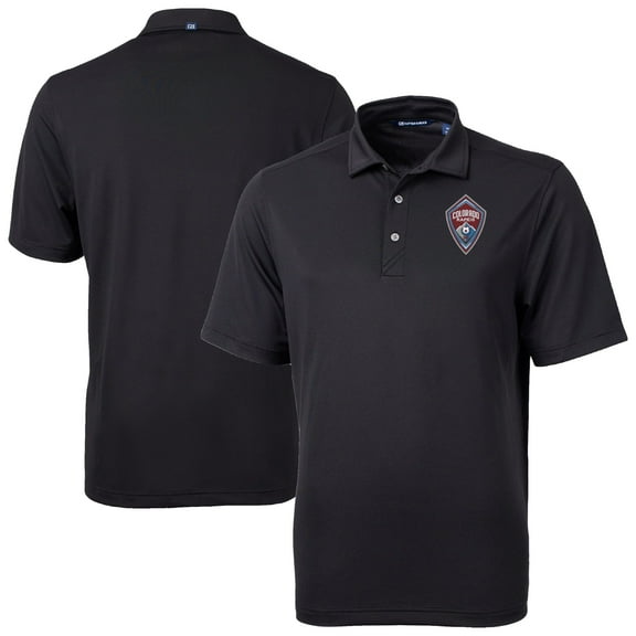Men's-Cutter & Buck Black Colorado Rapids Virtue Eco Pique Recycled Polo