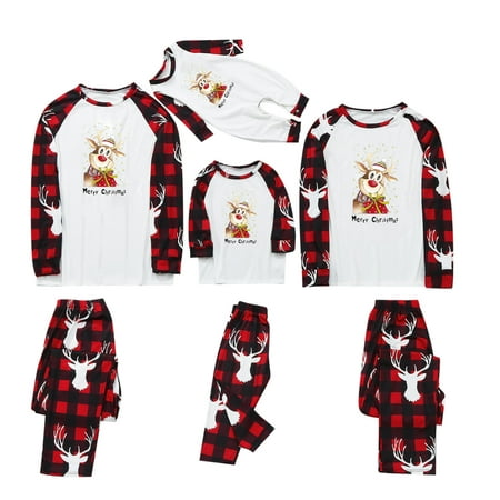 

Matching Christmas Cute Pjs for Family Xmas Holiday Funny Classic Plaid Pajamas Sets Long Sleeve Jammies Sleepwear