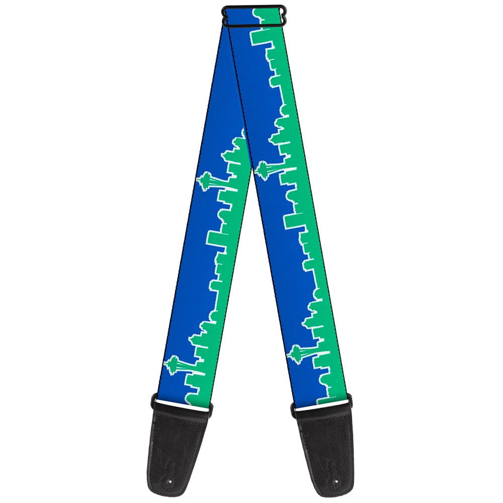 Buckle-Down Guitar Strap, Seattle Skyline Blue Green, 2 Inches Wide