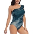 thumbnail image 3 of Sikiie Mysterious Moonlit Mountains Print Women One Piece Swimsuits Tummy Control One Shoulder Bathing Suits Ruffle Swimwear, From S to XXL-X-Large, 3 of 6