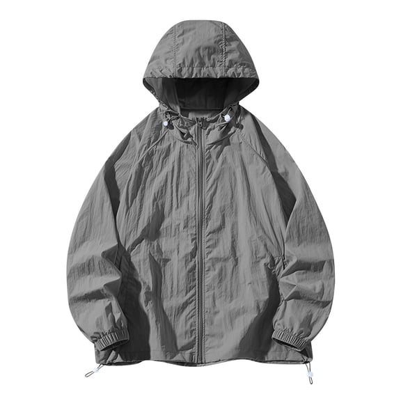Qgtaibl Men's Full Zip UPF 50 Hoodie S UV Sun Protection Hooded Jacket Long Sleeve Lightweight Fishing Hiking Outdoor Shirts with Pockets (Dark Gray)