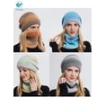 thumbnail image 4 of Deago Women's Tie Dye Winter Beanie Hat Scarf Set Warm Knit Hat Thick Fleece Lined Skull Caps Neck Warmer (Purple), 4 of 7