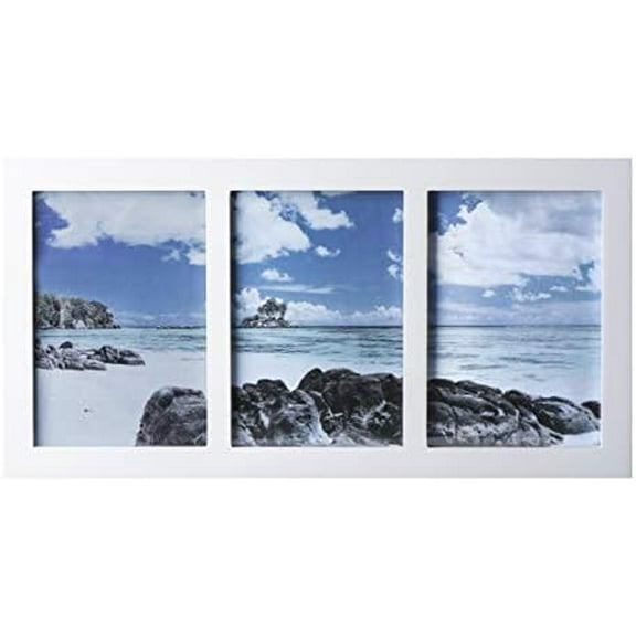 3 Photo Collage Solid White Wood Picture Frame - 3 Opening 5 X 7 Picture Slots$$Home Decor, Kitchen, & Other