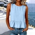 thumbnail image 6 of TGSLY Linen Crew Neck Tank Tops for Women Lightweight Soft Sleeveless Peplum Shirts Flowy Fit Ruffle Hem Solid Color Vest S, 6 of 10