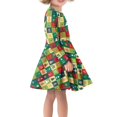 thumbnail image 2 of FKELYI Size 7-8 Long Sleeve Dress Elastic Christmas Buffalo Grid Print Kids Swing Skater Midi Dress Breathable Xmas Dresses for Girls Knee Length, 2 of 4
