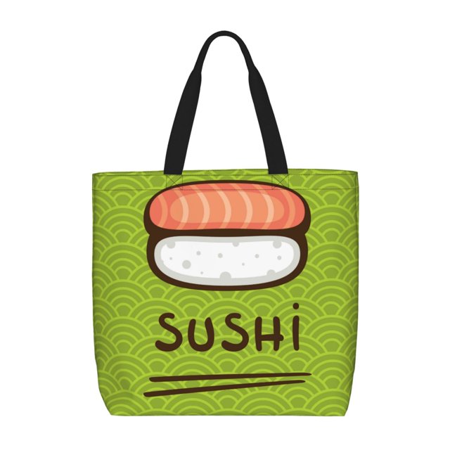 Fotbe Fresh Sushi Bolsa Tote con Estampado para Mujer, Bolsos con Cremallera, Bolsa de Hombro Casual de Gran Capacidad con Bolsillos Internos