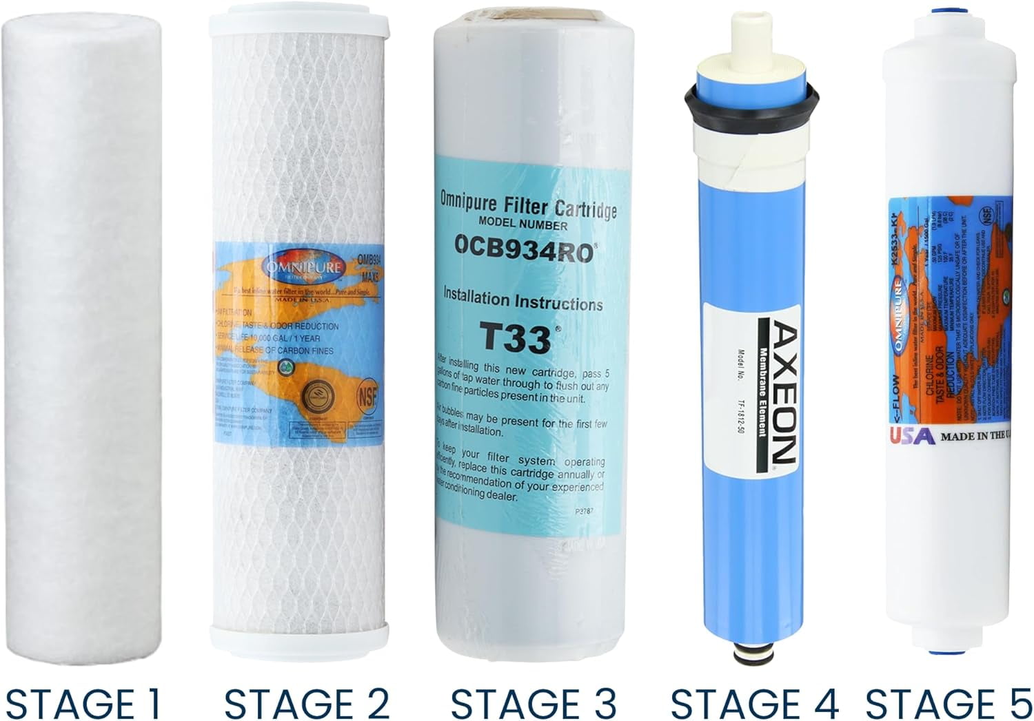 TGI-525 Filter Replacement Kit Compatible with Topway Global Reverse Osmosis System Includes 50 GPD RO Membrane