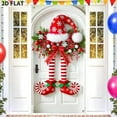 thumbnail image 6 of Christmas Elf Leg Door Decorative Background Cloth - Festive Door Banner, Cute Elf Leg Design for Holiday Party, Home Entrance & Christmas Decoration Accents, 70.8*35.4in, A, 6 of 7