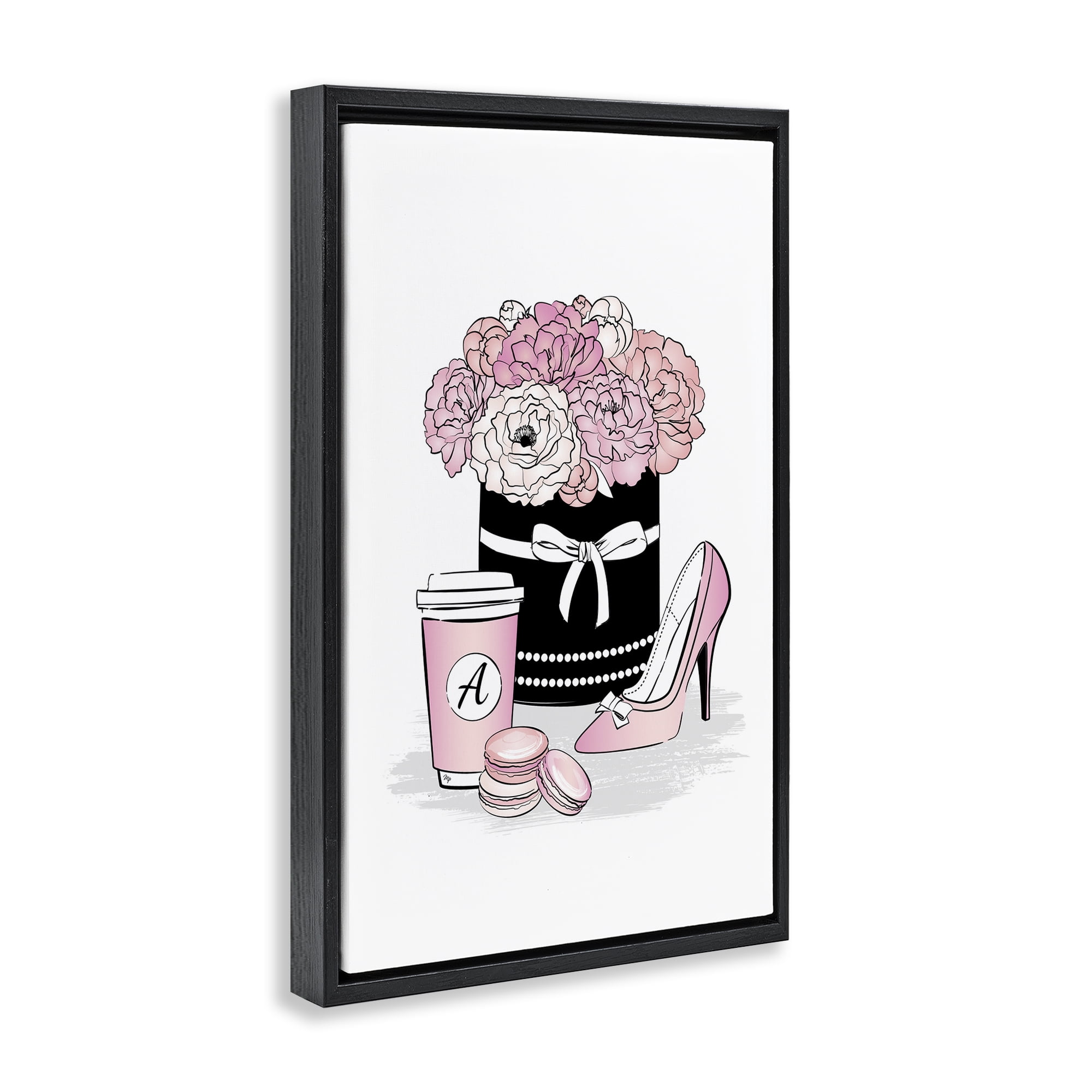 Stupell Industries Pastel Fashion Accessories Botanical & Floral Painting Black Floater Framed Art Print Wall Art, 21 x 31