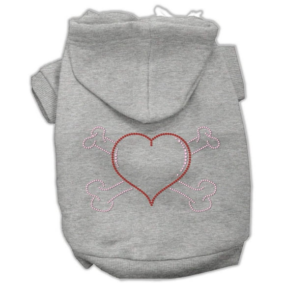 Pet, Dog Cat Hoodie Rhinestone, "Heart and Crossbones"