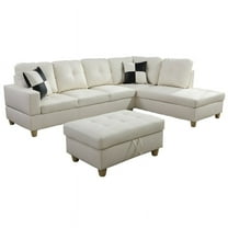 PonLiving Furniture Wellington Living Room Sectional with Ottoman / Upholstery Color: White, Orientation: Right Hand Facing