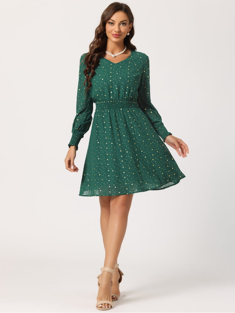 white christmas dresses Dark Green Chiffon Satin with Feather Sleeves Formal Dresses, CP1175 US16 / As Pic main image 0