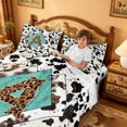 thumbnail image 3 of meiyoeat Cow Print Monogram A Bed Sheets For Boys,Western Leopard Initial Full Size Sheets,4pcs,1 Flat Sheet,1 Fitted Sheet and 2 Pillowcases, 3 of 6