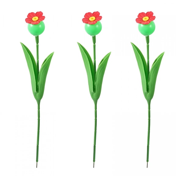 ACDANC 3PCS Flower Shaped Hummingbird Feeder With Ground Stake 14" High, Plastic Hummingbird Feeder With Stand For Garden Patio Lawn