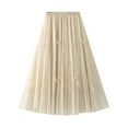 thumbnail image 3 of Fgnfyis Super Fairy Skirt A-line Skirt Mid Length Swing Skirt Women's Spring High Waist Feather Puff Skirt Flowy Maxi Skirt Beige One Size, 3 of 3
