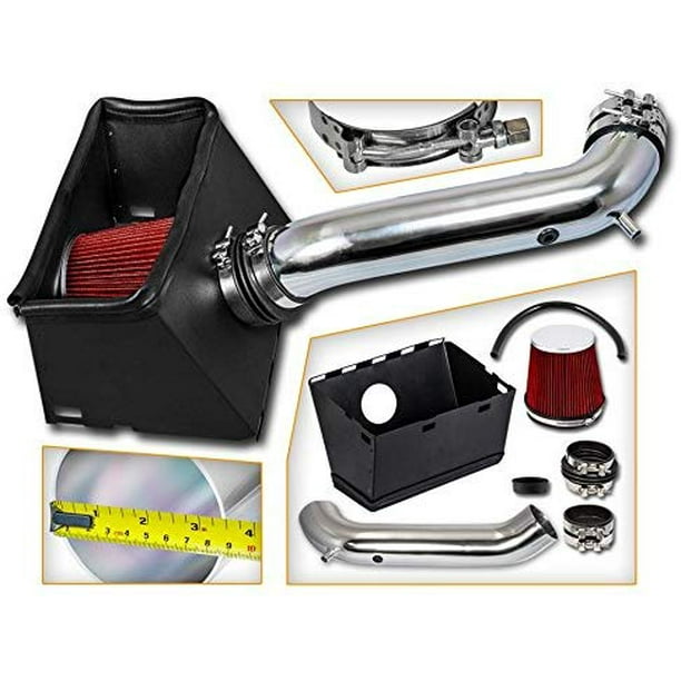 Cold Air Intake System with Heat Shield Kit + Filter Combo RED