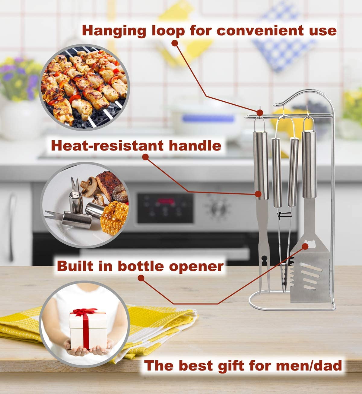 ROMANTICIST 20pcs Professional BBQ Accessories Set - Heavy-Duty Stainless Steel Grill Tool Kit, Perfect Holiday Gift for Christmas & Fall & Winter Grilling, Camping & Family Gatherings