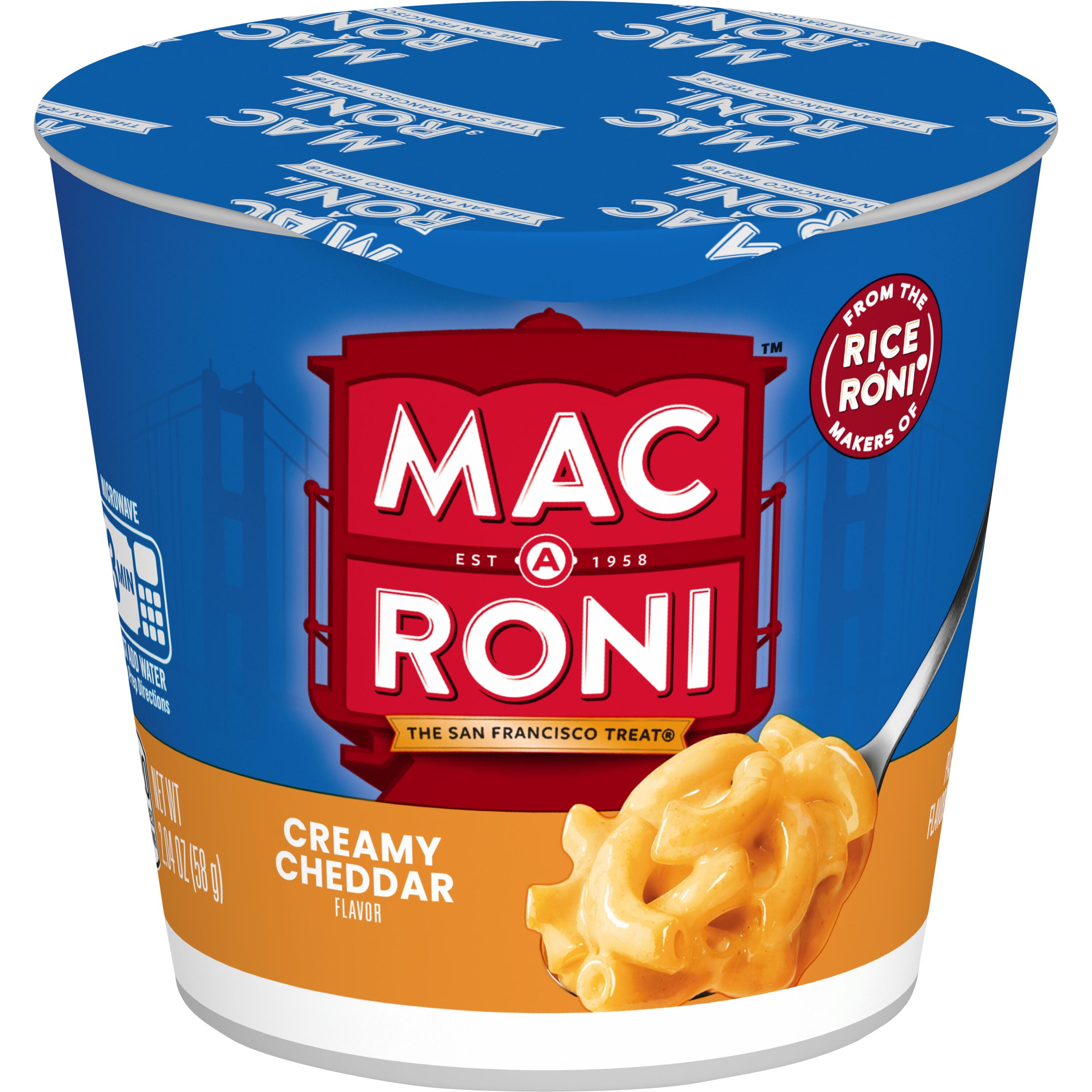Mac A Roni Pasta with Flavored Sauce Creamy Cheddar, 2.04 oz 4 Count Cups