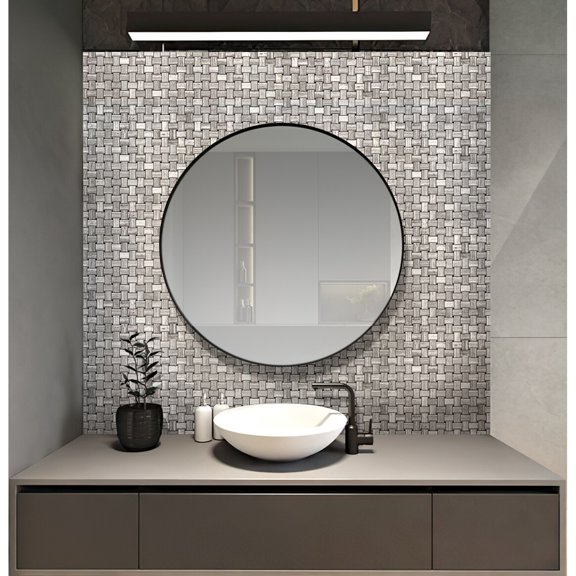 Apollo Tile 5 pack 11.8-in. x 11.8-in Wooden Gray Basket weave Polished Marble Mosaic Tile (4.83 Sq ft/case)