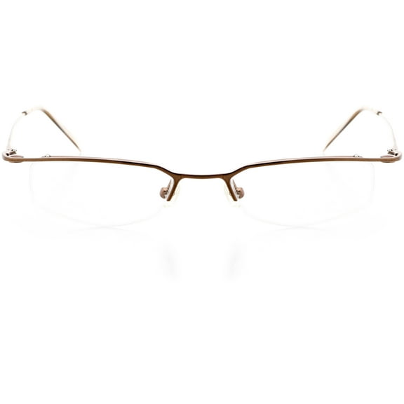 Unisex Optical Eyewear - Rectangle Shape, Metal Rimless, Bronze