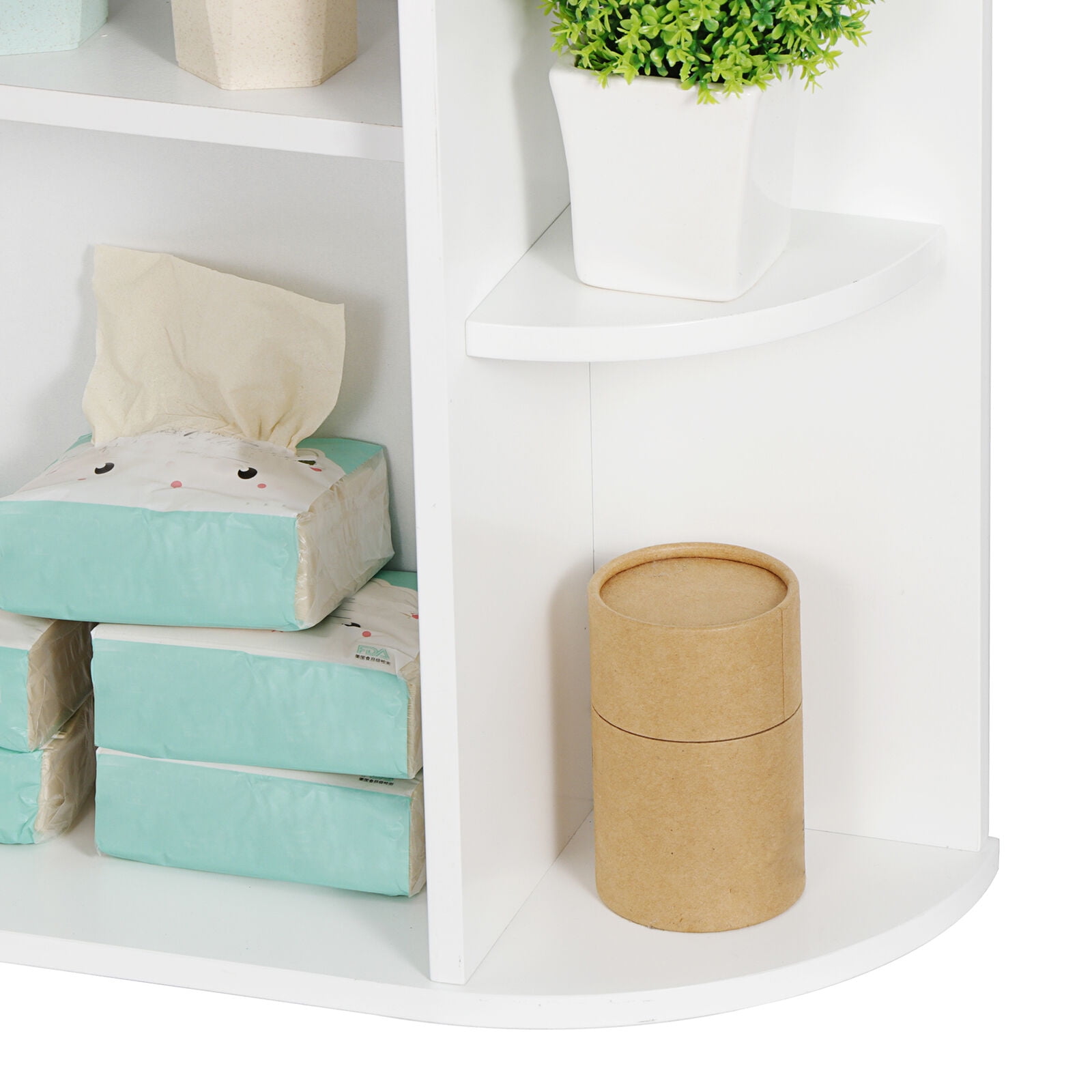 ZENSTYLE Wall Mounted Cabinet MDF Kitchen Storage Organizer W/ Mirror, White