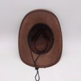 thumbnail image 3 of Slccxzc Ethnic Style Cowboy Hat Wide Brim Western Jazz Cap Chin Strap Sun Protection Outdoor Travel Hat Brown, 3 of 7