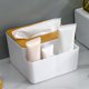 thumbnail image 4 of Bambú y madera + caja de bombeo rectangular redonda blanca caja de pañuelos de escritorio moderna para el hogar, 4 of 5