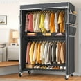 445LBS Rolling Clothes Rack with Cover, 81