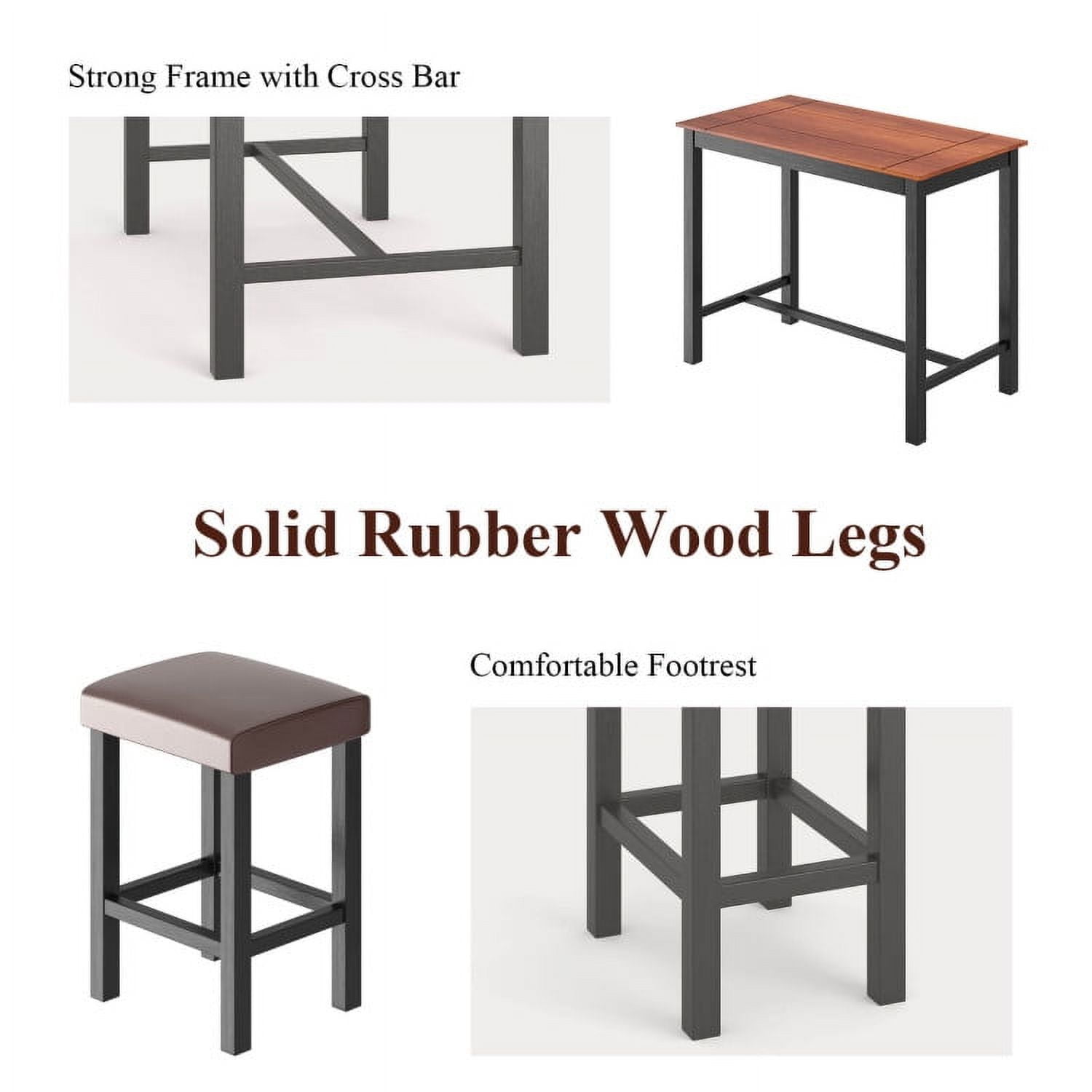 Finihen Dining Set, Dining Table Set, 3 Piece Set Pub Dining Table with Stools, for Home, Restaurant, Brown Finihen Dining Set, Dining Table Set, 3 Piece Set Pub Dining Table with Stools, for Home, Restaurant, Brown