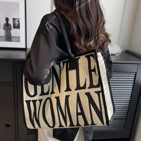 Chic High-End Women's Canvas Tote Bag Versatile Large Travel Purse with Straps