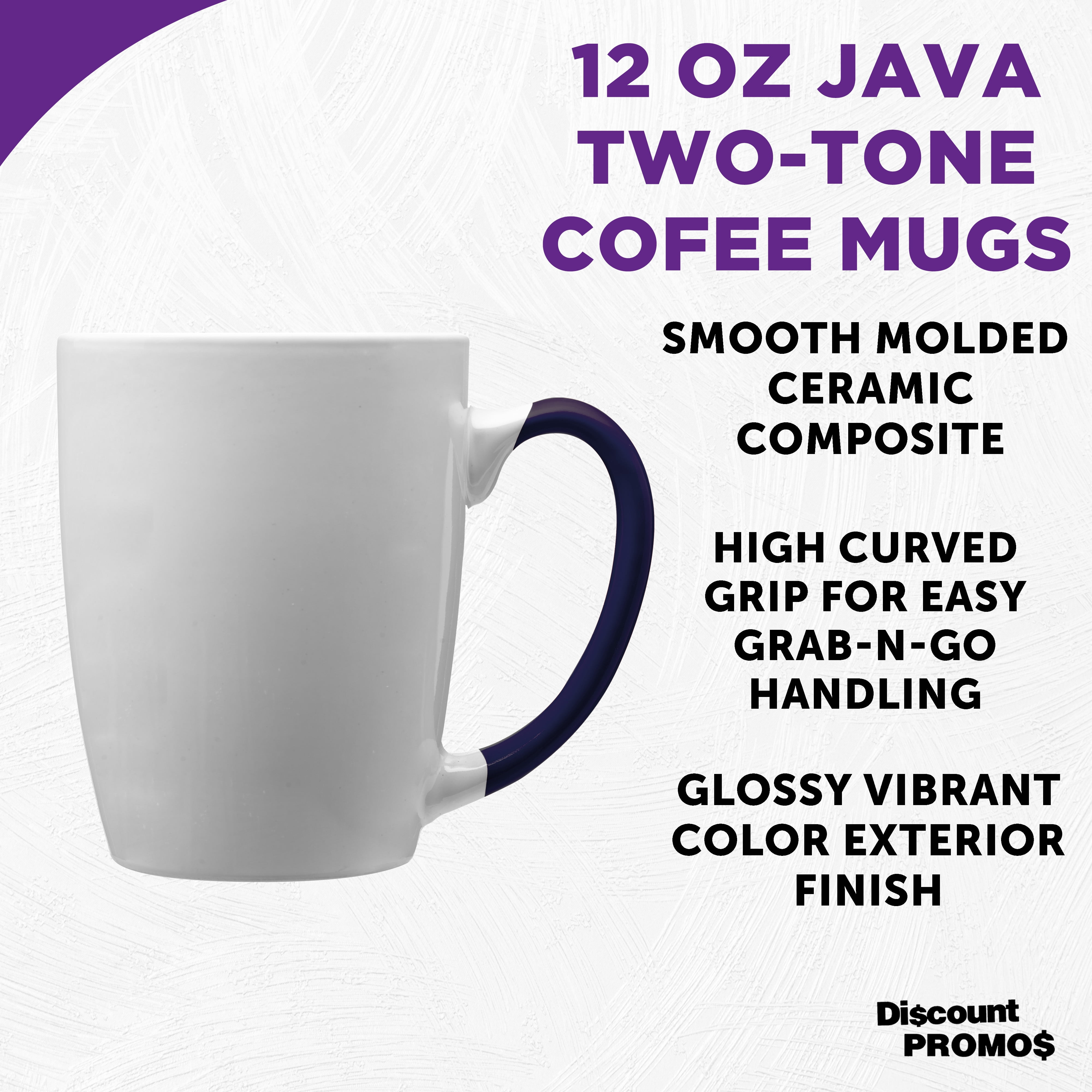 Java Two-Tone Coffee Mugs 12 oz. Set of 10, Bulk Pack - Perfect for Coffee, Tea, Espresso, Hot Cocoa, Other Beverages - Cobalt Blue