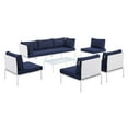 thumbnail image 2 of Modway Harmony 8-Piece  Sunbrella® Outdoor Patio Aluminum Sectional Sofa Set in White Navy, 2 of 10