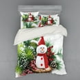 thumbnail image 2 of Ambesonne Christmas Bedding Set 3 Pcs, Funny Snowman, Twin, White, 2 of 3