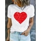 thumbnail image 5 of 1pc Women'S Casual Round Neck T-Shirt with Red Heart Print, 100% Cotton Knit Fabric, Regular Length, Summer Style - j05 Short Sleeve Collection Tee For Adult, Men, Women, Teen, Teenager, Adolescent,, 5 of 8
