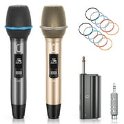 JYX Dual Wireless Microphones, Handheld Microphones with Rechargeable Receiver and 3 Charging Cable, Professional Dynamic Microphone for Singing, Wedding, Speech