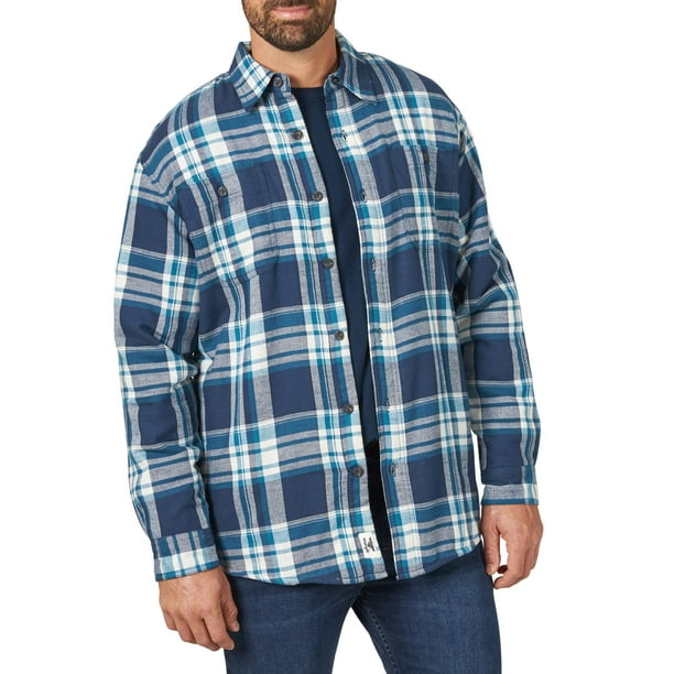 Wrangler Men's Heavyweight Plaid Sherpa Lined Shirt Jacket - Walmart.com
