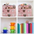 thumbnail image 6 of Yayeee Canvas Storage Basket with Handles for Shelves Fabric Bins Closet Organizer, Brown Hand Drawn Cups, 6 of 8