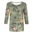 thumbnail image 5 of Dyegold 3/4 Sleeve Tops For Women Summer Round Neck Dressy Casual Vintage Floral Print Shirts Plus Size Trendy Blouses Tunic, 5 of 5