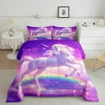 thumbnail image 2 of Manfei 3D Magic Unicorn Full Size Comforter Sets,Colorful Rainbow Bedding Comforter Set,Purple Pink Ombre Bedding Sets For Girl,Microfiber Bedroom Decor Reversible,3pcs, 2 of 8