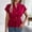 *Red, variant on Womens Button Short Sleeve Shirt with Waist Drawstring,Casual Solid Chiffon Work Blouse Blue,Womens Plus L