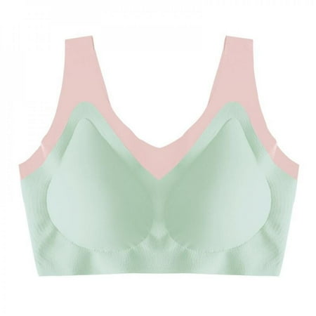 

Monfince Seamless Bras for Women Sleep Leisure Sports Yoga Bra Padded Wireless Thin Soft Comfy Pullover Tops Plus Size Green 70ABC